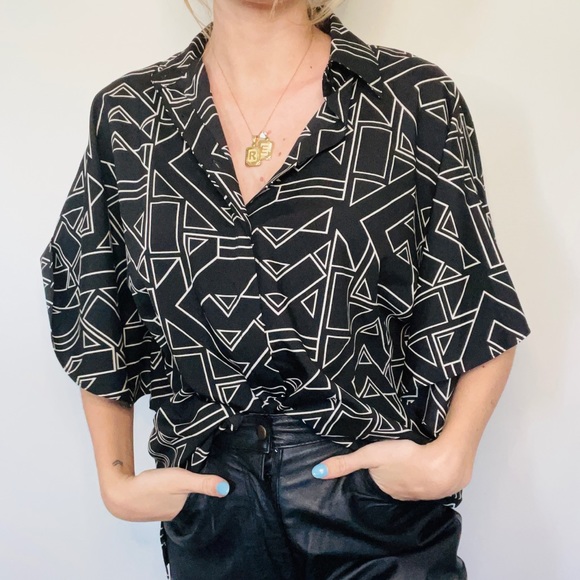 Ralph Lauren Geometric Button-Down Blouse - Picture 2 of 4